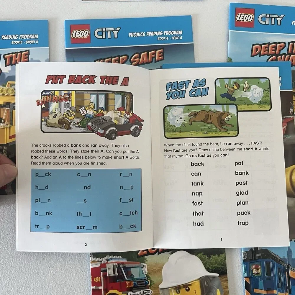 Lego City Phonics Boxed Set 10 Books 2 Workbooks Learning to Read Scholastic - Picture 5 of 7